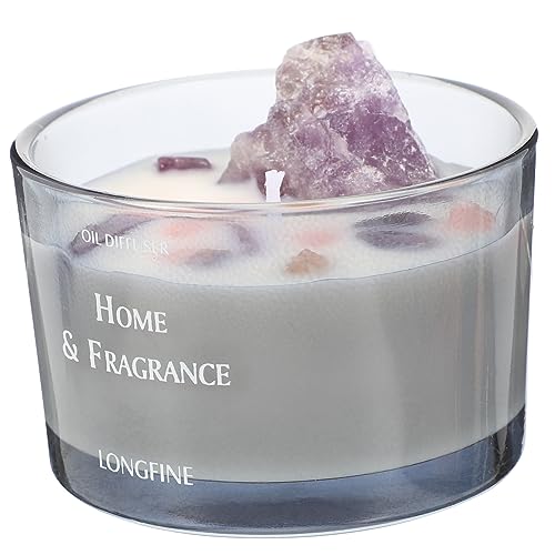 FRCOLOR Wachskerze Mit Kristallstein Handgemachte Duftkerze Aus Sojawachs Für Aromatherapie Hochzeiten Partys Und Entspannung Eucalyptus Duft von FRCOLOR