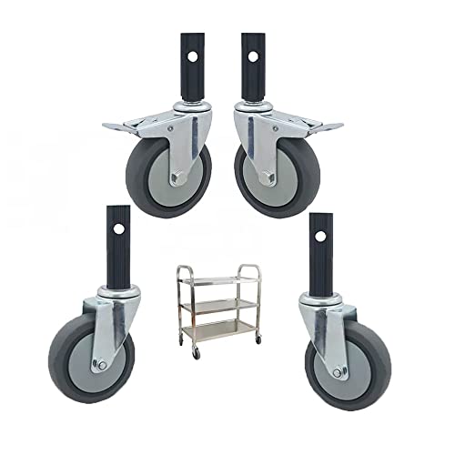 FREAZE Lenkrolle Mit Hülse, Verriegelnde Rollen Für Servierwagen Universalräder Für Küchenwagen Ersatzrollen Für Möbel-Robust Langlebig 4 Stück (Color : 2swivel+2with Brake, Size : 69mm) von FREAZE