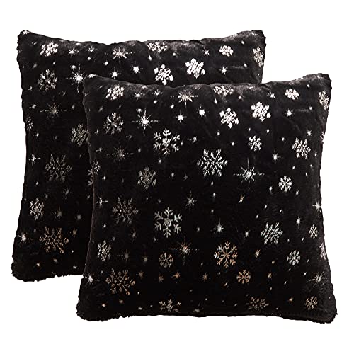 FRECINQ 2er Set Kissenbezüge Weihnachtstag 45x45cm Kuschelkissen Dekokissen Sofakissen Fellkissen Couchkissen Kissenhülle Zierkissenbezug für Sofa Wohnzimmer Stühle (Schwarz) von FRECINQ