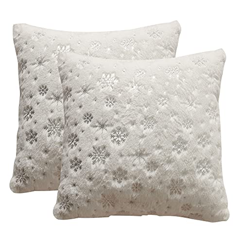 FRECINQ 2er Set Kissenbezüge Weihnachtstag 45x45cm Kuschelkissen Dekokissen Sofakissen Fellkissen Couchkissen Kissenhülle Zierkissenbezug für Sofa Wohnzimmer Stühle (Weiß) von FRECINQ