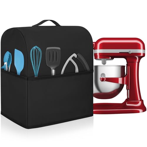 Freeamg Staubschutz für Standmixer, kompatibel mit 3 Taschen und Griff mit Kitchenaid, passend für 6/7/8 Quart wasserdichte Küchenhelfer-Mischerabdeckung (schwarz) von FREEAMG