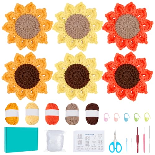 FREEBLOSS 12 Set Häkelset Für Anfänger Häkelset Für Sonnenblumen Untersetzer Blumen Untersetzer Mit Häkelnadeln Garn Schritt Für Schritt Video Tutorials – Häkelset Für Anfänger Für Erwachsene FREEBLOSS 12 Set Häkelset Für Anfänger Häkelset Für Sonnenblumen Untersetzer Blumen Untersetzer Mit Häkelnadeln Garn Schritt Für Schritt Video Tutorials – Häkelset Für Anfänger Für Erwachsene von FREEBLOSS