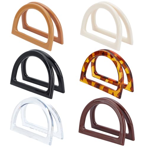 FREEBLOSS 12 Stück D Förmige Geldbörsengriffe 6 Farben Holzgriffe Ersatz Handtaschengriffe Geldbörsengriffe Für Häkeltaschen Taschengriffe Für Tragetaschen 12x8.6cm /4.7x3.3 Zoll von FREEBLOSS