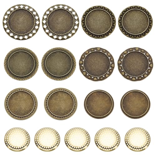 FREEBLOSS 12-teiliges Set unlackierte Stickrohlinge für Broschentabletts, Messing-Sticknadel-Basis für Nadelspitze mit Messingnadel-Mesh-Tablett für Damen, Schmuckherstellung von FREEBLOSS