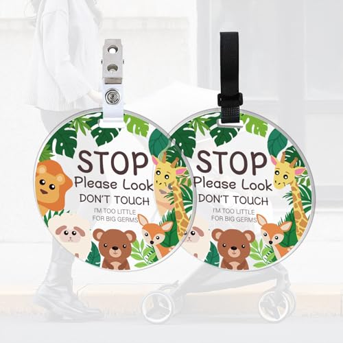 FREEBLOSS 2 Packung „Berühren Verboten“ Schild Für Babys Mit Waldtieren Küssen Verboten Kinderwagenanhänger „Bitte Nicht Berühren“ Schild Mit 4 Aufhängebändern Und Clip Für Neugeborene Mädchen von FREEBLOSS