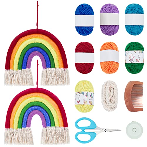 FREEBLOSS 2 Satz Makramee Regenbogen Set - Bunter Wanddekoration Mit Quasten - Boho Gewebter Wandbehang für Heimdekoration FREEBLOSS 2 Satz Makramee Regenbogen Set - Bunter Wanddekoration Mit Quasten - Boho Gewebter Wandbehang für Heimdekoration von FREEBLOSS