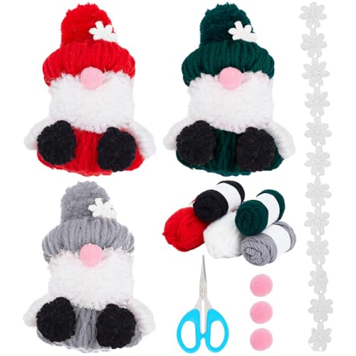 FREEBLOSS 3 Set DIY Plüschzwerge Garnzwerg Set Weihnachtszwerge Plüschzwerge Dekoration Für Zuhause Handgefertigte Ornamente Für Die Tägliche Weihnachtsdekoration von FREEBLOSS