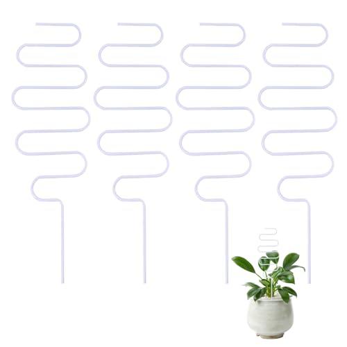 FREEBLOSS 4 PCS Kurvige Anlage Unterstützung Eisen Spalier Anlage Stabilisator Für Indoor Klettern Pflanzen Stammstützen Helfen Pflanzen Kräftig Zu Wachsen Weiß 3.9'' x 13.2'' von FREEBLOSS