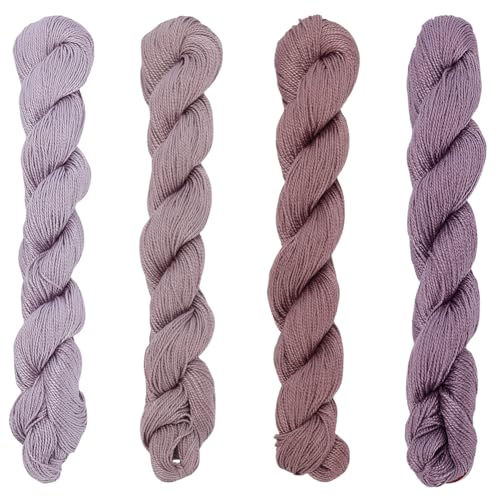 FREEBLOSS 4 Stück Sashiko Garn Sashiko Strang 4 x 100 m Stickgarn Aus Reiner Baumwolle Japanische Nähgarne Quilt Und Stick Nähset Zubehör 4 violette Themenfarben von FREEBLOSS