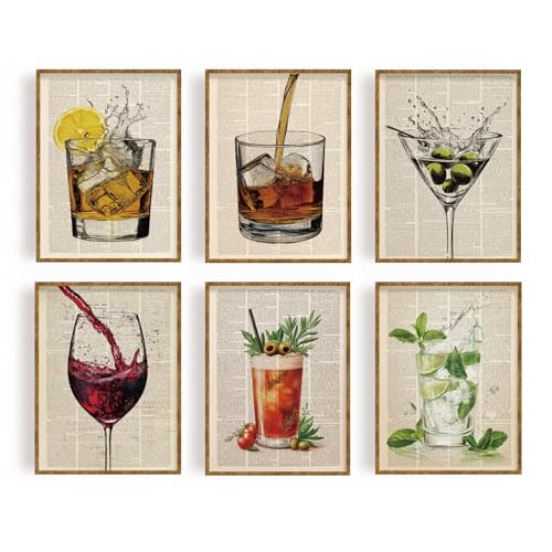 FREEBLOSS 6 Set Cocktail Kunstdrucke Auf Leinwand Ungerahmt Poster Vintage Zeitung Wandkunst Gemälde Leinwandbilder Für Wohnzimmer Schlafzimmer Dekoration 30x40cm /11.81x15.75 Zoll FREEBLOSS 6 Set Cocktail Kunstdrucke Auf Leinwand Ungerahmt Poster Vintage Zeitung Wandkunst Gemälde Leinwandbilder Für Wohnzimmer Schlafzimmer Dekoration 30x40cm /11.81x15.75 Zoll von FREEBLOSS