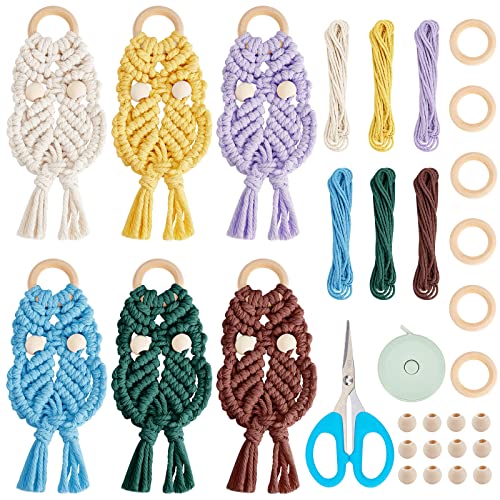 FREEBLOSS Makramee-Eulen-Set, Wandbehang, Ornament, Boho-Dekoration, DIY-Set, Geschenk für Mütter und Mädchen, 6 Stück FREEBLOSS Makramee-Eulen-Set, Wandbehang, Ornament, Boho-Dekoration, DIY-Set, Geschenk für Mütter und Mädchen, 6 Stück von FREEBLOSS