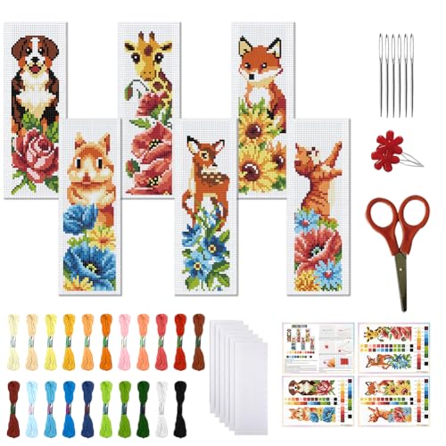 FREEBLOSS 6 Set Kreuzstich Lesezeichen Set Gestempeltes Kreuzstich Für Anfänger Stickset Mit Anleitung Für Erwachsene Hunde Eichhörnchen Giraffe Hirsch Fuchs Katze Blumen 8"*2.4" FREEBLOSS 6 Set Kreuzstich Lesezeichen Set Gestempeltes Kreuzstich Für Anfänger Stickset Mit Anleitung Für Erwachsene Hunde Eichhörnchen Giraffe Hirsch Fuchs Katze Blumen 8"*2.4" von FREEBLOSS
