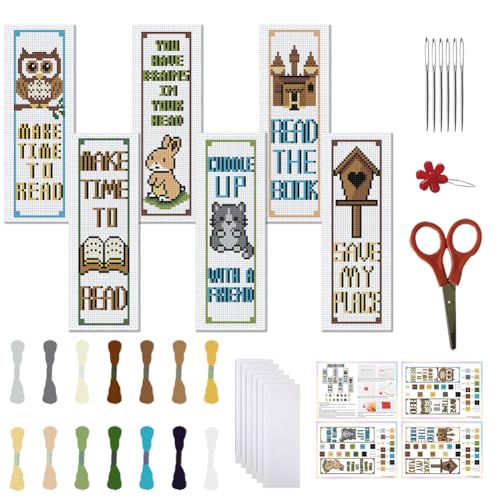 FREEBLOSS 6 Set Kreuzstich Lesezeichen Sets Cartoon Tiere Und Wörter Design Cross Stitch Set für Anfänger Gezähltes Stickerei Lesezeichen Komplettes Kreuzstich Stickset für Frauen 6x20cm FREEBLOSS 6 Set Kreuzstich Lesezeichen Sets Cartoon Tiere Und Wörter Design Cross Stitch Set für Anfänger Gezähltes Stickerei Lesezeichen Komplettes Kreuzstich Stickset für Frauen 6x20cm von FREEBLOSS