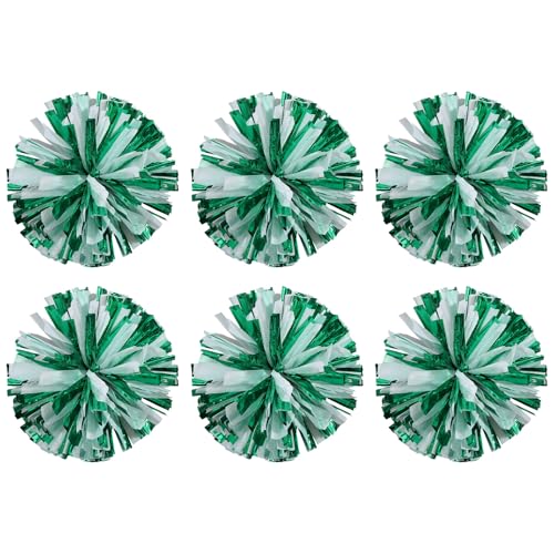 FREEBLOSS 6 Stück Cheerleading Pompons Mit Griff Für Erwachsene Cheering Squad Handblumen Für Teamgeist Sport Tanz Treffen Jubeln Grün Und Weiß FREEBLOSS 6 Stück Cheerleading Pompons Mit Griff Für Erwachsene Cheering Squad Handblumen Für Teamgeist Sport Tanz Treffen Jubeln Grün Und Weiß von FREEBLOSS