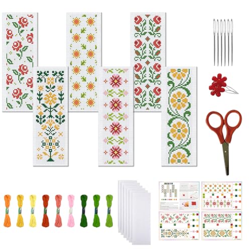 FREEBLOSS 6 Stück Kreuzstich Lesezeichen Set Für Anfänger Gestempeltes Kreuzstich Set DIY Stickerei Lesezeichen Mit Anleitung Blumen Und Blättermuster 8" x 2.4" FREEBLOSS 6 Stück Kreuzstich Lesezeichen Set Für Anfänger Gestempeltes Kreuzstich Set DIY Stickerei Lesezeichen Mit Anleitung Blumen Und Blättermuster 8" x 2.4" von FREEBLOSS