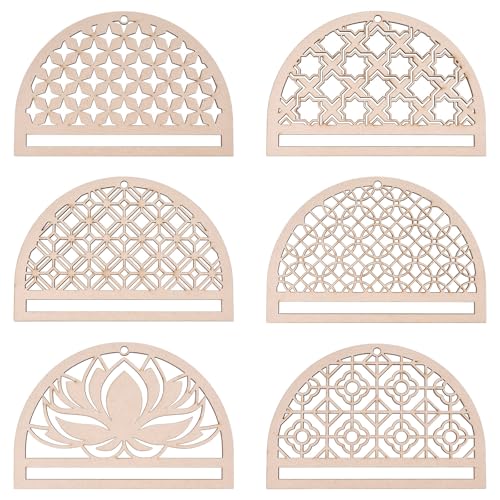 FREEBLOSS 6 x Mandala-Makramee-Rahmen, Lotus-Makramee-Hängezubehör, Holz-Traumfänger-Rahmen, Natur-Holzrahmen für Makramee-Wandbehänge, DIY-Makramee-Set, Bastelbedarf, Heimdekoration von FREEBLOSS