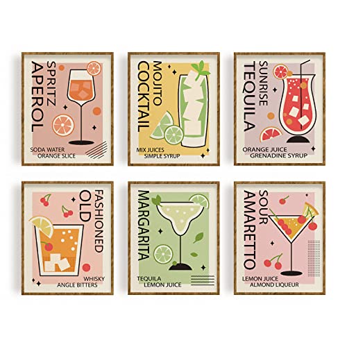 FREEBLOSS Cocktail Poster Set Kunstdruck Poster Bilder Set Poster Vintage 6 Stücke Poster Aesthetic Wall Art Für Schlafzimmer Aesthetic Dekoration Bilder für Wohnzimmer Dekoration 20x25cm FREEBLOSS Cocktail Poster Set Kunstdruck Poster Bilder Set Poster Vintage 6 Stücke Poster Aesthetic Wall Art Für Schlafzimmer Aesthetic Dekoration Bilder für Wohnzimmer Dekoration 20x25cm von FREEBLOSS