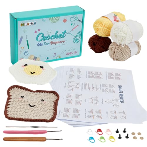FREEBLOSS 8 Set DIY Häkel Untersetzer Set Brot Und Eieruntersetzer Gehäkeltes Topfuntersetzer Set Für Getränke Häkelset Für Dekorative Untersetzer Für Anfänger Mit Videoanleitungen von FREEBLOSS