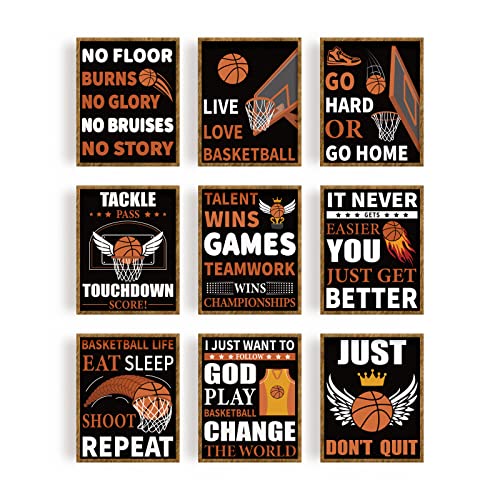 FREEBLOSS 9 Stücke Kunstdruck Poster, Poster Aesthetic Bilder Set Basketball Aesthetic Dekoration Bilder Wall Art für Schlafzimmer und Wohnzimmer 20x25cm von FREEBLOSS