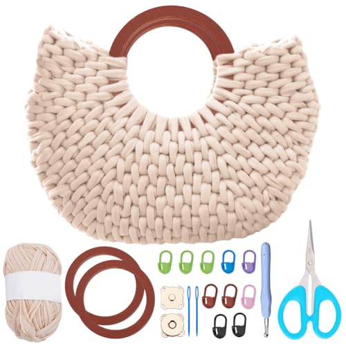 FREEBLOSS DIY Häkeltaschen Set Für Anfänger Häkel Tragetaschen Set Mit Holzgriff Und Schritt Für Schritt Video Tutorials Zum Basteln Geschenk Für Erwachsene Weiß FREEBLOSS DIY Häkeltaschen Set Für Anfänger Häkel Tragetaschen Set Mit Holzgriff Und Schritt Für Schritt Video Tutorials Zum Basteln Geschenk Für Erwachsene Weiß von FREEBLOSS