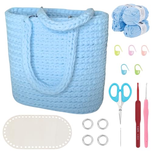 FREEBLOSS DIY Häkeltaschen Set Häkelset Für Anfänger Mit Schritt Für Schritt Videoanleitungen Häkel Stricktaschen Set Für Erwachsene Strickset Häkel Starter Set Für Strickbegeisterte von FREEBLOSS