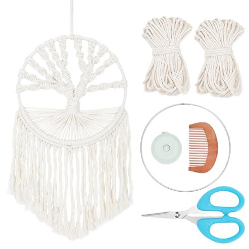 FREEBLOSS DIY Makramee Baum des Lebens Wandbehang Kit Makramee Tapisserie Wandbehang Baum des Lebens Traumfänger Wandbehang Dekor für Wohnzimmer Makramee Kit für Anfänger mit Anleitung von FREEBLOSS