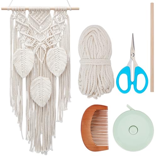 FREEBLOSS DIY Makramee Blatt Wandbehang Makramee Wandbehang Handgemacht Makramee Set Für Anfänger Mit Federn Wandbehang Zum Selbermachen Boho Makramee Wandteppich Für Erwachsene von FREEBLOSS