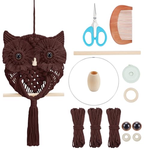 FREEBLOSS DIY Makramee Eulen Set, Makramee Wandteppich, 90 m Baumwollschnur, Wandbehang, Makramee Set Für Anfänger Und Erwachsene Mit Video Tutorial, Makramee Wandkunst Für Schlafzimmerdekoration FREEBLOSS DIY Makramee Eulen Set, Makramee Wandteppich, 90 m Baumwollschnur, Wandbehang, Makramee Set Für Anfänger Und Erwachsene Mit Video Tutorial, Makramee Wandkunst Für Schlafzimmerdekoration von FREEBLOSS