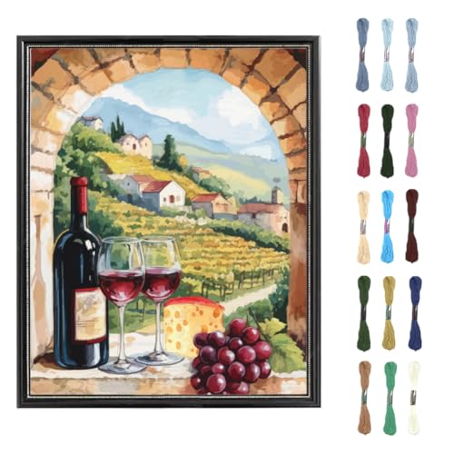 FREEBLOSS Kreuzstich Set Für Anfänger Ländliche Landschaft Gestempeltes Kreuzstich Wandbehang DIY Stickset Mit Anleitung 15.8" x 19.7" von FREEBLOSS