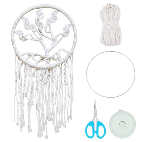 FREEBLOSS Makramee Baum des Lebens Set Makramee Blatt Wandbehang Handgefertigter Makramee Wandteppich Boho Wohndekor Böhmische Kunst Makramee Dekoration Für Wohnzimmer Schlafzimmer von FREEBLOSS