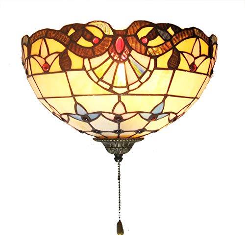 FREEDL Wandleuchte Tiffany Retro mit Schalter, Wandlampe Glas Antik Retro Schlafzimmer mit E27 Steckdose, Wand Licht Restaurant Vintage Malerei Lampenschirm, Küche Flur Badezimmer Wandlicht,A von FREEDL