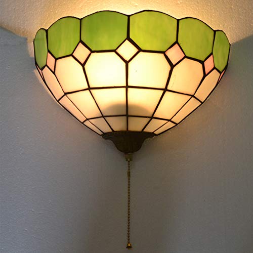 FREEDL Wandleuchte Tiffany Retro mit Schalter, Wandlampe Glas Antik Retro Schlafzimmer mit E27 Steckdose, Wand Licht Restaurant Vintage Malerei Lampenschirm, Küche Flur Badezimmer Wandlicht,E von FREEDL