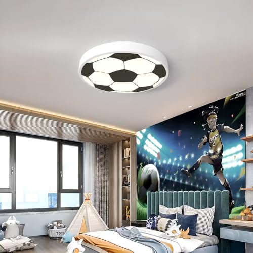 DROMEZ FußBall Deckenleuchte Dimmbar, 48W Led Kinderzimmer Lampe Decke mit Fernbedienung, Schlafzimmer Deckenlampe für Junge Mädchen Baby, L:40cm von DROMEZ