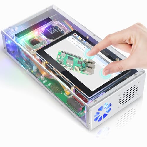 FREENOVE Computer Case Kit for Raspberry Pi 5 (NOT Included), 128GB M.2 NVMe SSD 800 MB/s, 4.3 Inch Touchscreen, 5 MP Camera, OLED Screen, Stereo Speakers, 3.5 mm and Optical Audio (S/PDIF) von FREENOVE