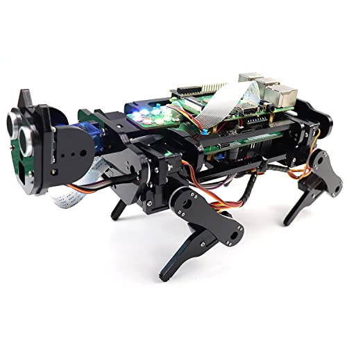 FREENOVE Robot Dog Kit for Raspberry Pi 5 4 B 3 B+ B A+, Walking, Self Balancing, Face Recognition, Ball Tracing, Ultrasonic Ranging, App Control, Camera, Servo (Raspberry Pi NOT Included) von FREENOVE