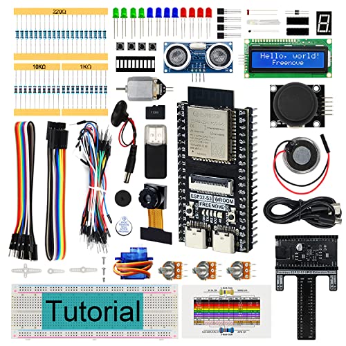 FREENOVE Super Starter Kit for ESP32-S3-WROOM CAM (Included), Dual-core 32-bit 240 MHz Microcontroller, Onboard Camera Wireless, Python C Code, 539-Page Detailed Tutorial, 176 Items, 76 Projects von FREENOVE
