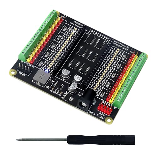 Freenove Breakout Board for ESP32 / ESP32-S3 WROVER WROOM, Terminal Block Shield HAT with Pin Header, 5V 3.3V Power Outputs, GPIO Status LED Freenove Breakout Board for ESP32 / ESP32-S3 WROVER WROOM, Terminal Block Shield HAT with Pin Header, 5V 3.3V Power Outputs, GPIO Status LED von FREENOVE