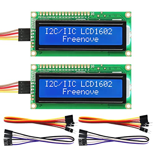 FREENOVE I2C IIC LCD 1602 Module (2 Pack), New Type TWI Serial 16x2 Display, Compatible with Arduino Raspberry Pi Pico ESP32 ESP8266 von FREENOVE