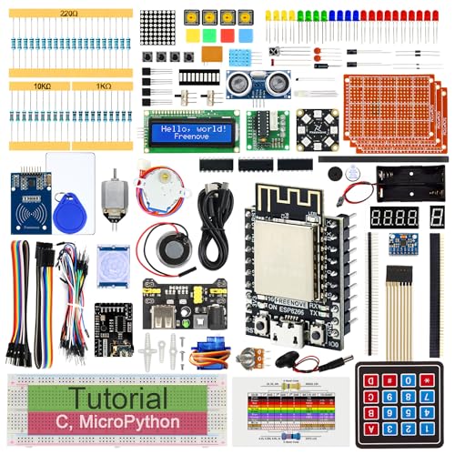 FREENOVE Ultimate Starter Kit for ESP8266 (Included), 32-bit 160 MHz Mini Microcontroller, Onboard Wi-Fi, Python C Java, 715-Page Detailed Tutorial, 218 Items, 109 Projects von FREENOVE