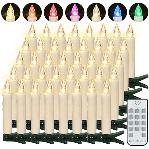 FREEPOWER 40er Weihnachten LED Kerzen Warmweiß & Bunt, Kabellose Christbaumkerzen mit Fernbedienung Timer Flackern Dimmbar, Weihnachtsdeko Lichterkette für Weihnachtsbaum, Innen Außen Wasserdicht FREEPOWER 40er Weihnachten LED Kerzen Warmweiß & Bunt, Kabellose Christbaumkerzen mit Fernbedienung Timer Flackern Dimmbar, Weihnachtsdeko Lichterkette für Weihnachtsbaum, Innen Außen Wasserdicht von FREEPOWER