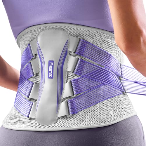 FREETOO Rückenstützgürtel 3D-Gestrick Ultra Atmungsaktiv Rückenbandage für Herren und Damen 5 Stützmodule zur Linderung von Rückenschmerzen Lila Stylischer Haltungskorrektor für urbane Schönheiten S von FREETOO