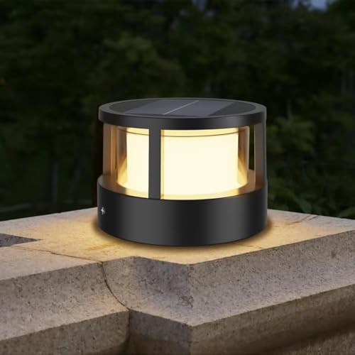FREEUP Sockelleuchte Außen Solar, Solar Wegeleuchte für Außen, Wetterfeste Solarleuchte Garten aus Aluminium, 15W LED Pollerleuchte Aussen Gartenlampen für Gartenwege Einfahrten Terrassen, Schwarz von FREEUP