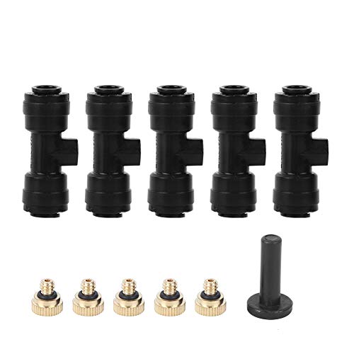1/4 Zoll niedrig - Druck Schnellspray Nebeldüsen | Edelstahl -Messingkörper für Terrasse/Gewächshaus/Gartenkühlung | Ersatz für DIY -Nebelsysteme durch 5 Düsen und Sprühbasen von FRELEAN