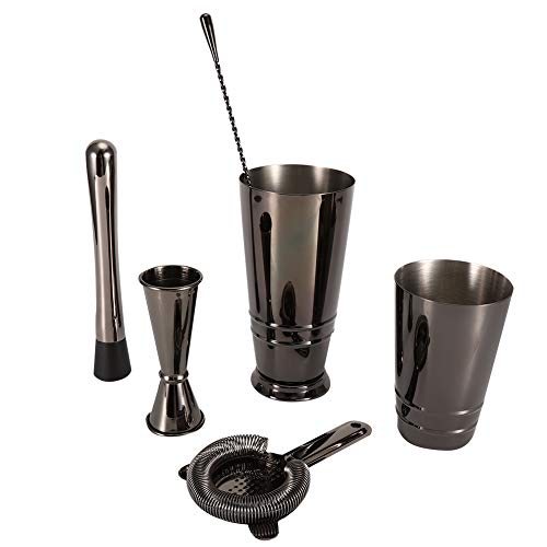 Boston Cocktail Shaker Set 5Pcs | 304 Stainless Steel Mixology Equipment Kit with Strainer & Jigger | Mixing Spoon/Martini Maker/Bartender Accessories Boston Cocktail Shaker Set 5Pcs | 304 Stainless Steel Mixology Equipment Kit with Strainer & Jigger | Mixing Spoon/Martini Maker/Bartender Accessories von FRELEAN