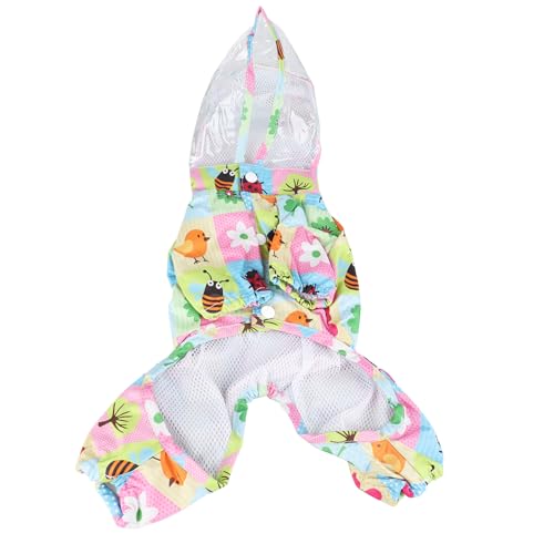 Dog Raincoat Hoodie | Reflective PU Material for Security | Fully Wrapped Weatherproof Jacket for Small/Medium Dogs | Cute Cartoon Design, Easy to Maintain (XL) von FRELEAN