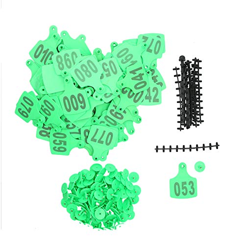 FRELEAN 100PCS Cattle Ear Tags with Numbers 001-100 | Sturdy Livestock ID Tags for Cows/Farm Animals | Heat & Cold Tolerant with Copper Nails (Green) von FRELEAN