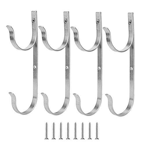 FRELEAN Aluminum Alloy Hook 4pcs | Strong Towel Hanger for Swimming Pool/Bathroom/Gym | Non - Corrosive Clothes Organizer with Screws | 21.5 x 8cm Silver von FRELEAN