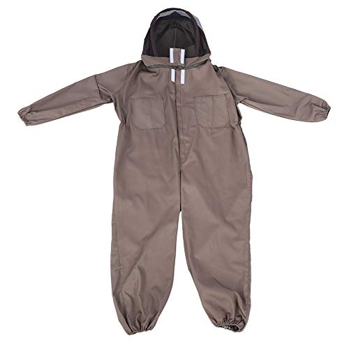 FRELEAN Baumwollbienenzuchtanzug mit Kapuzenschleier | Leichter und atmungsaktiver Schutz | Glattes Reißverschluss für die einfache Verwendung/Imker Kleidung/Beulenschutzausrüstung | (L) von FRELEAN