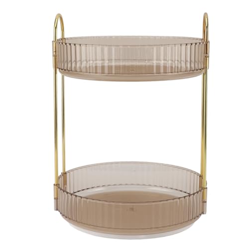 FRELEAN Makeup Organizer 2 Tier | 360 Degree Rotating Bathroom Countertop Organizer | Space Saving Cosmetic Storage for Bedroom/Vanity/Kitchen | Transparent Water Protective Design (Yellow) von FRELEAN