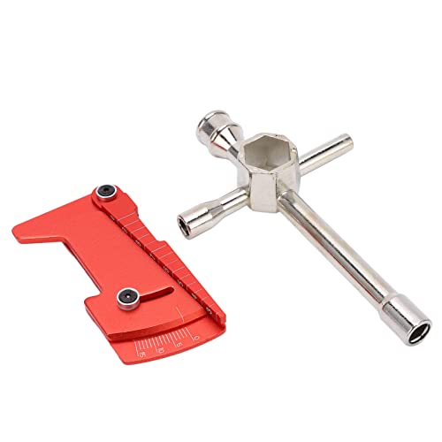 FRELEAN RC Car Hex Wrench Tool Kit | 4WD Cross Sleeve Positioning Ruler | High Strength Aluminum Alloy for RC Vehicles/Hobby Maintenance | Ergonomic & Multifunction Design (Red) von FRELEAN
